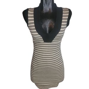 Heartbeat Striped Sleeveless V-Neck Bodycon Dress Size XS